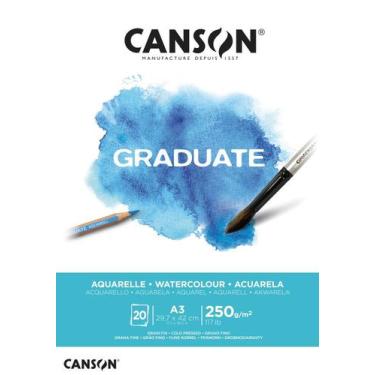 Imagem de Bloco Desenho Graduate Aquarela A3 250 Gramas Com 20 Canson