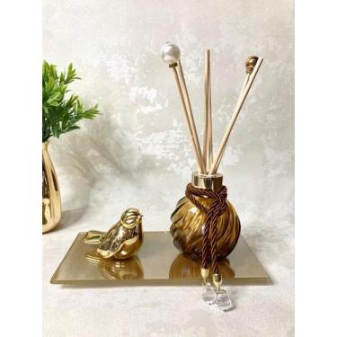 Imagem de Kit aromatizador lavabo sala + bandeja + Passarinho - Krc Home Decor, 