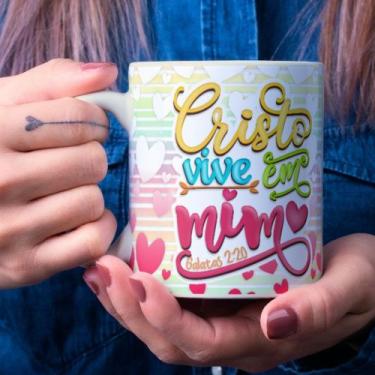 Imagem de Caneca Porcelana Cristo Vive em Mim Est. Evangélica TOP 2 - Religião Z
