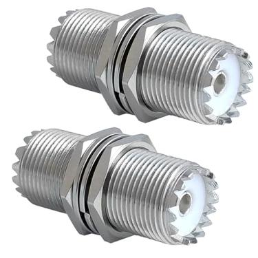 Imagem de Conectores fêmea UHF SO239 PL259 adaptador fêmea para fêmea com conector coaxial de retentor de porca, 2 peças