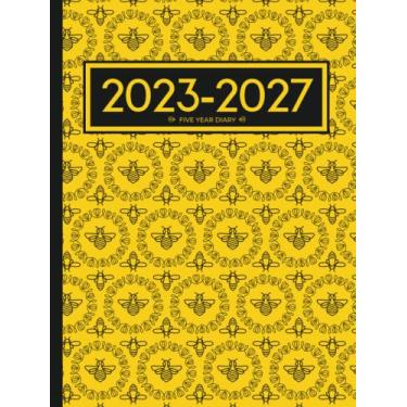 Imagem de 5 Year Diary 2023-2027 | A4 Busy Bumble Bees Pattern Hardcover: Month to View Planner with UK Holidays, Vision Board, Moon Phases, Birthdays and Celebrations