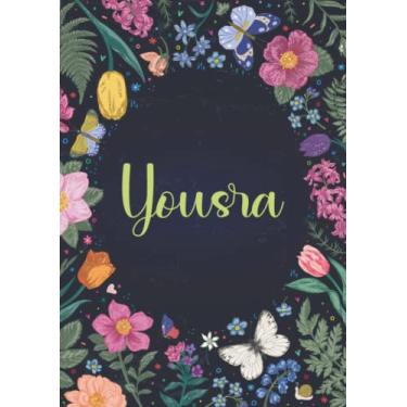 Imagem de Yousra: Carnet de notes A5 | Prénom personnalisé Yousra | Cadeau d'anniversaire pour fille, femme, maman, copine, sœur ... | Jardin de papillon | 120 pages lignée, Petit Format A5 (14.8 x 21 cm)