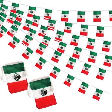 Imagem de Bandeiras mexicanas pequenas bandeiras mexicanas de 1,8 m e 60 bandeiras em miniatura bandeiras do México para inauguração, festival olímpico, decorações de celebração esportiva de grande inauguração