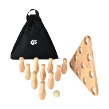 Imagem de Almencla Crianças conjunto de boliche shuffleboard pino de boliche habilidades motoras família jogo de boliche jogo de esportes ao ar livre para parque gramado, Madeira