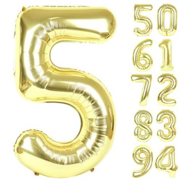Imagem de Champagne Gold 5 Balloon, Number Balloons 40 Inch, 5th Birthday Balloon Decorations, Light Gold Party Supplies, 5 Number Balloons, Number 5 Balloon