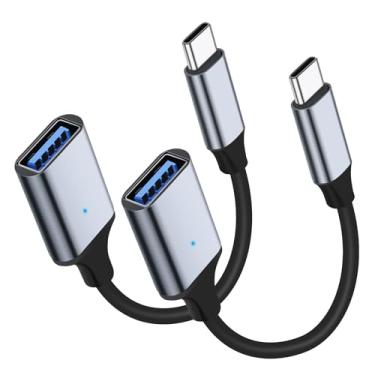 Imagem de QimKero Adaptador USB C para USB 3.0 [pacote com 2], cabo OTG tipo C macho para USB fêmea Thunderbolt3 para adaptador USB compatível com iPhone 15 Pro Max iPad MacBook Pro/Air 2023 2022 M1 M2 Galaxy