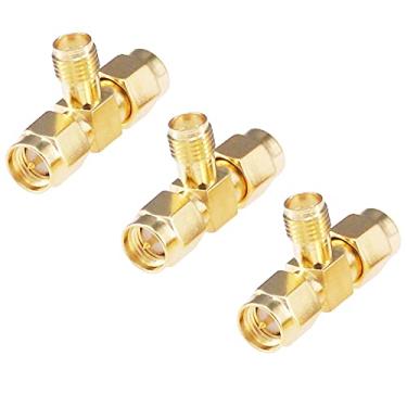Imagem de RFaha Adaptador de antena SMA fêmea para conector macho SMA duplo tipo T divisor 3 vias conversor de antena (não para TV) (F08-3)