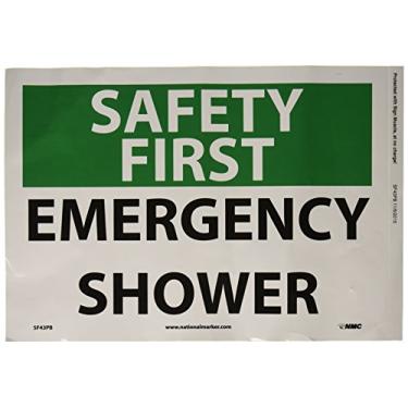 Imagem de National Marker SF43PB Placa "Safety First, Emergency Shower", vinil PS, 25,4 cm x 35,5 cm