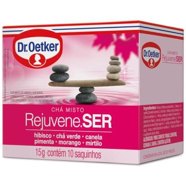 Imagem de Dr. Oetker Chá Misto, Rejuvene.SER, Sabor Hibisco, Verde, Canela, Pimenta, Morango e Mirtilo, Bebida Quente de Simples Preparo, 10 Sachês