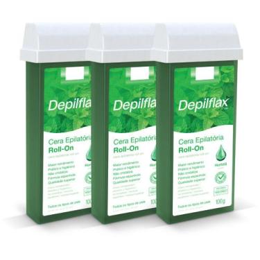 Imagem de Kit Depilflax Cera Depilatória Roll-On Hortelã 3 Unidades