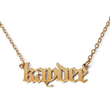 Imagem de Sorority Shop Colar Kappa Delta — Design de fonte em inglês antigo KD, banhado a ouro 18K, presentes Kappa Delta para mulheres, One Size, Aço inoxidável, Sem Pedra Preciosa
