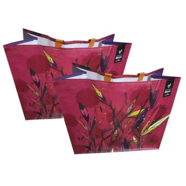 Imagem de 2 Sacolas Ráfia Retornável Grande 39x44x22cm Cores Nat. B4u