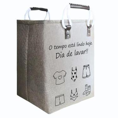 Imagem de Cesto De Roupa Suja Organizador Multiuso Lavanderia Com Alça, Cinza