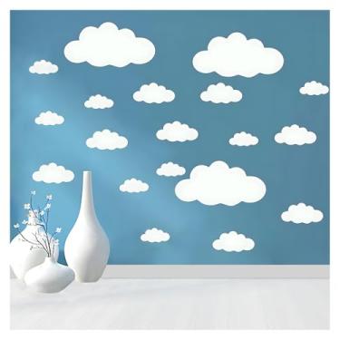 Imagem de Adesivos de parede de nuvens grandes, adesivo de vinil grande removível, papel de parede autoadesivo para sala de estar, berçário, crianças, meninos, meninas, quarto, decoração de casa, mural de arte