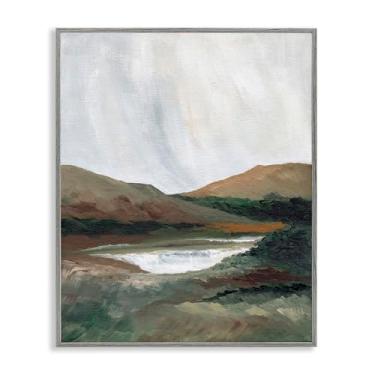 Imagem de Stupell Industries Arte de parede giclée emoldurada em duas montanhas com lagoa cinza por Nikita Jariwala, 40 x 50 cm