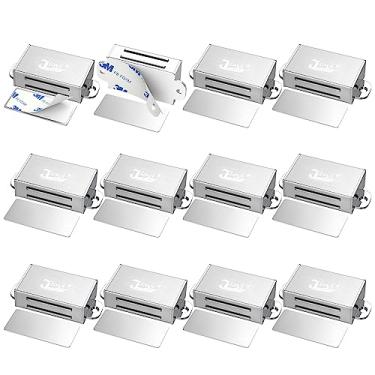 Imagem de Adesivo para porta de armário Jiayi Pacote com 12 unidades de trava magnética para armário de aço inoxidável Trava magnética de cozinha para armário Fecho magnético de porta de armário Fecho de porta de armário para gaveta guarda-roupa