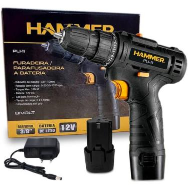 Imagem de Furadeira Parafusadeira A Bateria 12v Bivolt 3/8 10mm - Hammer