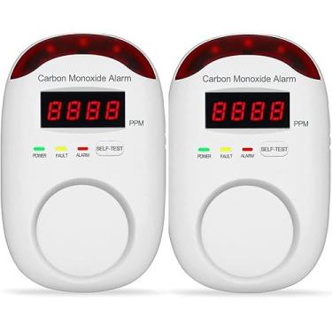 Imagem de 2 Packs Plug in Type Carbon Monoxide Detector Alarm, Vzmcov CO Detector Monitor with LED Digital Display and Voice Alert for Home Basement Kitchen Office Hotel Garage Bedroom Living Room Bedroom