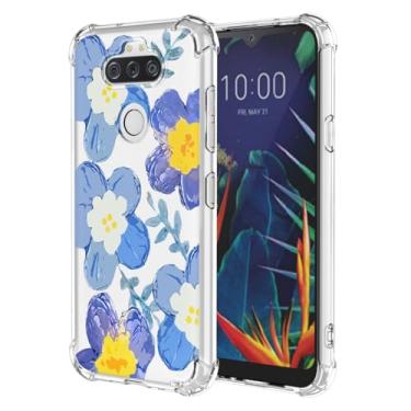 Imagem de RRXSYXL Capa para LG K31, LG Aristo 5, LG Phoenix 5, LG Aristo 5 Plus com estampa floral transparente, capa macia à prova de choque para LG K31, Aristo 5, Phoenix 5, Aristo 5 Plus, azul floral