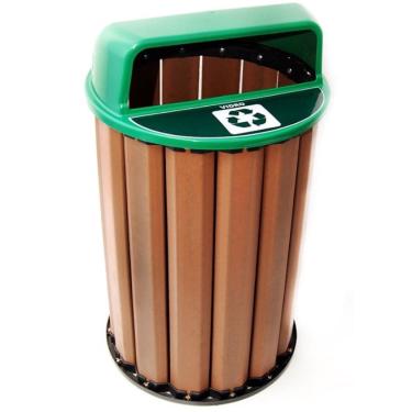 Imagem de Lixeira para Coleta Seletiva 90L Diversas Cores Madeira Plastica Ecologica Cor: Verde