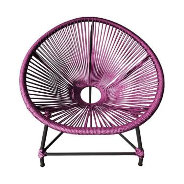 Imagem de Cadeira Acapulco Corda Náutica Base Em Alumínio Preto-rosa - Cor: Rosa