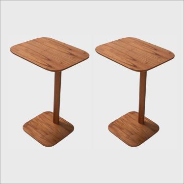 Imagem de Kit 2 Mesas de Apoio em Madeira Maciça e Verniz Dália Living Outdoor Espresso Móveis Imbuia