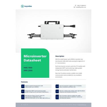 Imagem de Micro Inversor Hoymiles-1800W-4T -Monofásico 220V (Sem Dtu)