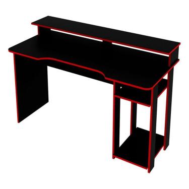 Imagem de Mesa Para Computador Gamer Me4153 Preto Com Vermelho Tecno