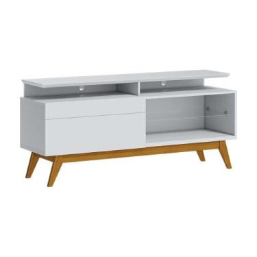 Imagem de Rack Bancada 1 Gaveta com Nicho 146cm Amy Branco Acetinado G29 - Gran 