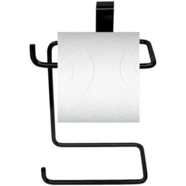 Imagem de Prateleira Suporte Porta Rolo de Papel Higiênico Aramado Duplo Com Encaixe Para Caixa Descarga Acoplada Preto