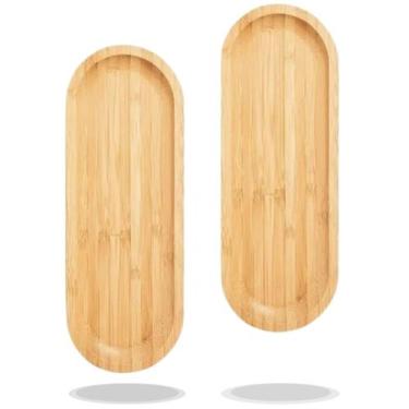 Imagem de 2 Bandeja Petisqueira em Bambu P/ Servir Decorar Lavabo 33cm - Riodeou