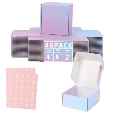 Imagem de DERZIFUN Caixas De Remessa Roxas 4X4X2 Polegadas Para Embalagens Pequenas Empresas, Pacote Com 45 Correio, Caixa Papelão Ondulado Correspondência