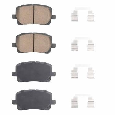 Imagem de ILONPA Conjunto de pastilhas de freio a disco semi-metálicas dianteiras para Pontiac Vibe, Toyota Corolla, Toyota Matrix (modelo XRS Exc 2007-2008) 2003 2004 2005 2006 2007 2008, 4 peças (com hardware