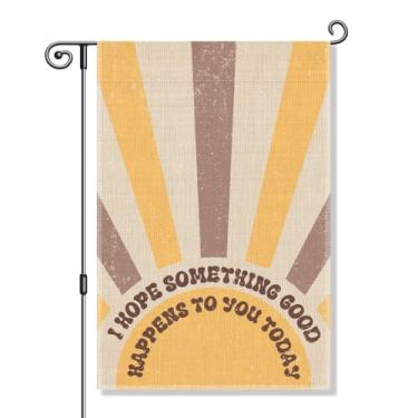 Imagem de Perfectinsoy I Hope Something Good Happens To You Today Boho Sunrise Garden Flag, Decoração eclética, Vintage Sunset Sunrise Yard Flag, Community Welcome Yard House Holiday Outdoor Patio Lawn Decor