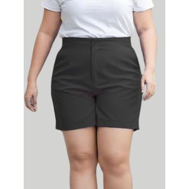 Imagem de Kit 2 Shorts Feminino Plus Size em Alfaiataria Cintura Alta e Modelage