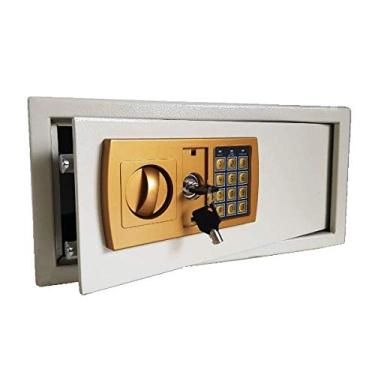 Imagem de Cofre Eletrônico Digital em Aço Com Teclado e Chave Reserva (BRANCO, GRANDE 43X33X20 CM)