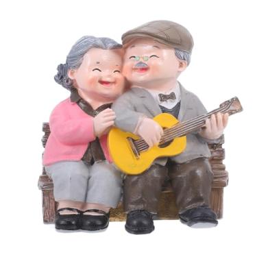 Imagem de Didiseaon Estatuetas esculpidas de casal de idosos amorosos, estátua de resina dos avós marido e esposa para presente de aniversário de casamento