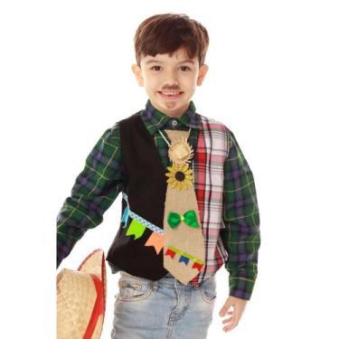 Imagem de Colete Festa Junina Xadrez Vermelho + GRAVATA JUTA - Quimera Kids, 10