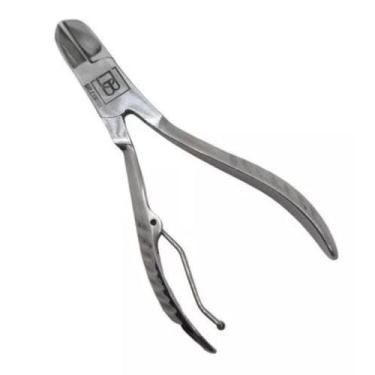Imagem de ALICATE DE UNHA PONTA CURVA AÇO INOX CABO DESENHADO 10CM - 50336-A