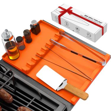 Imagem de Tapete de silicone para churrasco – Tapete de grelha resistente ao calor de 43 cm x 29 cm para acessórios de churrasco | Tapete de chapa fácil de limpar para Blackstone, churrasqueiras ao ar livre e