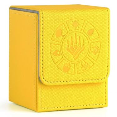 Imagem de Arkeiliy Card Deck Box, 110+ Storage MTG Deck Box with 50 Pcs Card Sleeve, Collectible Trading Card Cases for Magic Commander and More (Yellow)