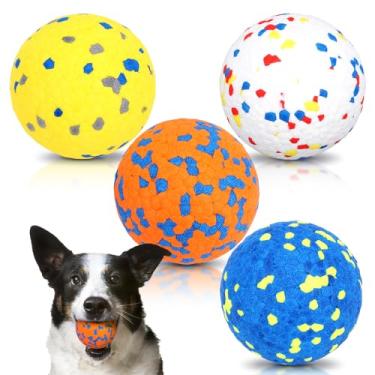Imagem de Bolas de tênis grandes para cães, 4 peças, brinquedos para mastigar agressivos, brinquedos de mastigar para dentição de 7,5 cm, bola flutuante de água, bolas de busca, para cães grandes e médios