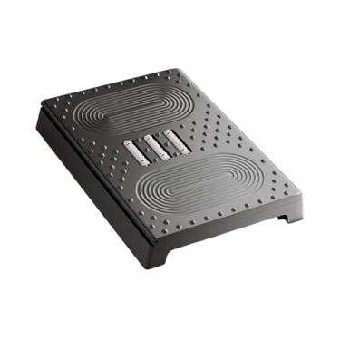 Imagem de IEUDNS Apoio para os pés sob a mesa, descanso de massagem antiderrapante, apoio para os pés ajustável com rodízios, para pés, massageador para mesa, viagem, Preto