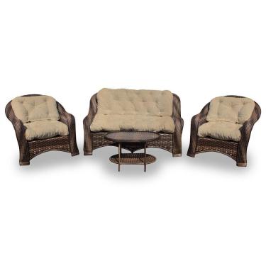 Imagem de Conjunto de Sofá Fibra e 2 Poltronas e 1 Mesa Centro