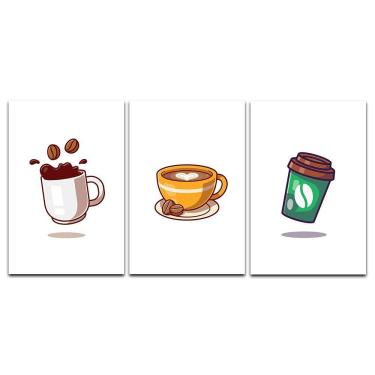 Imagem de Kit Placas Quadros Decorativos 3 Peças 20x30 Cafezinho
