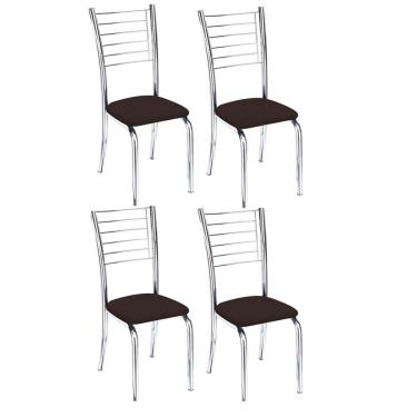 Imagem de Kit 4 Cadeiras Iara Cromada Para Cozinha Marrom