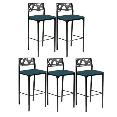 Imagem de Kit 5 Banquetas Luiza Azul Turquesa-gat Magaine