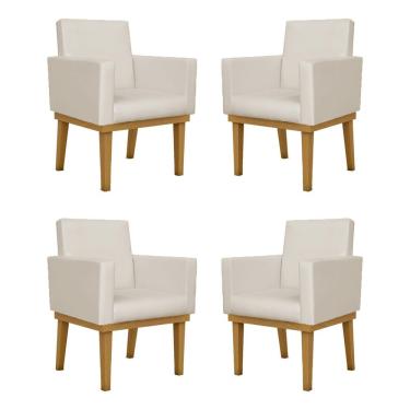 Imagem de Kit 04 Cadeiras Escritório Reforçadas Courino Cor bege