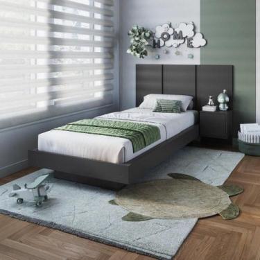 Imagem de Cama Solteiro Suspensa com Cabeceira e Mesa de Apoio 80/90 Zurique Gra