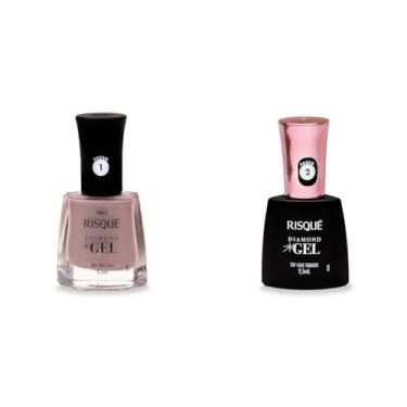 Imagem de Risqué Esmalte Diamond Gel Noz Moscasda Cremoso 9 5 M e lRisqué Top Coat Fixador Diamond Gel Cremoso - 9, 5 ml
